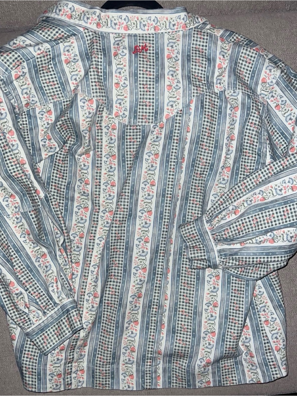 Damson Madder Baxter Striped Floral Print Shirt Jacket US size 10/ UK size 14 - Picture 5 of 6
